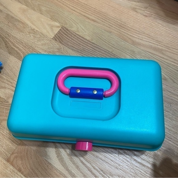 Vintage Caboodles Makeup Organizer Storage Teal Blue Pink - Picture 4 of 7